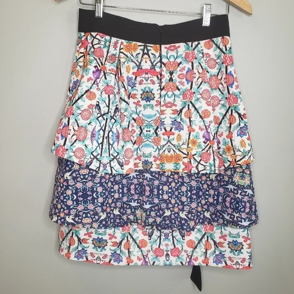 Miahatami 3-Tiered Vibrant Skirt NWT Midi Skirt Designer Floral Luxury Runway - Picture 8 of 17